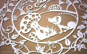 Herbstigel mit Blattmuster im Detail