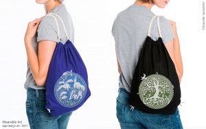 Wearable Art: Sportbeutel Yggdrasil und Das letzte Einhorn
