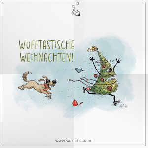 Wufftastische Weihnachten: Illustration Kartenmotiv